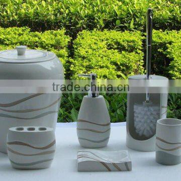 Hot selling 6pcs white polyresin bathroom set