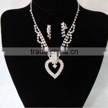 Hot fashion crystal heart shape pendant for party jewelry artificial bride necklace set GJ-085