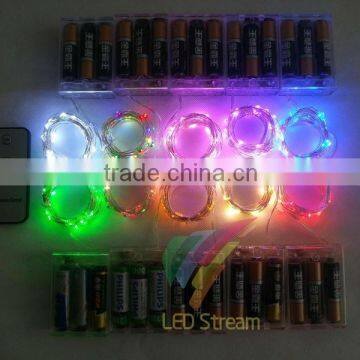 Remote Control 2M 20Led Mini Silver Color Copper Wire String Lights For Christmas Holiday Party