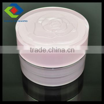 30g pink round PMMA cream jars with flower on cover lid