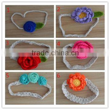 2015 new custom cotton crochet hand made flower knitting headband