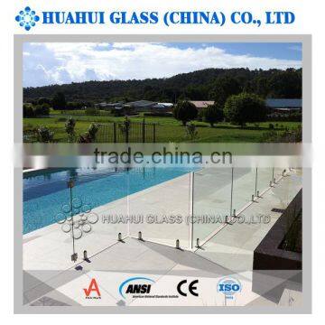 8mm 10mm 12mm swimming pool fencing toughened safety glass with ANSIZ97.1 AS/NZS 2208 certificated
