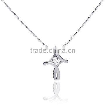 Mini Pendant Made With Austrian Crystal Rhinestone 18k White Gold Plated Cross Necklace