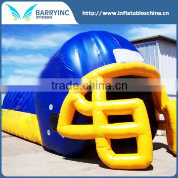 Outdoor advertising inflatable blue kids football helmet tunnel