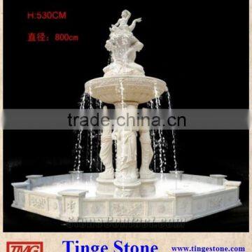 Decorative outdoor water pumping fountain marble white statue