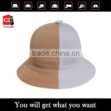 China wholesale flat top combined khaki and white bucket hat