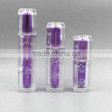 bright gold purple color 100ml acrylic plastic bottles for skin beaching cream,cosmetic packaging made in China,pet bottle pump