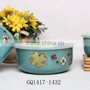 Reactive Glazed Ceramic Bowl Fresh Bowl With Plastic Lid for Cheap Sale