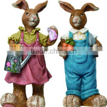 factory direct large Resin Standing Antique Rabbits Fig 2 Asst