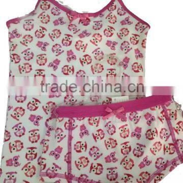 2015 newest sleeveless korean kids cotton pajamas set