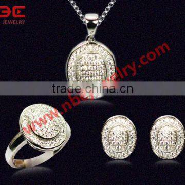 wax micro setting 925 silver jewelry with AAA CZ stone, factory price sterling silver jewelry set