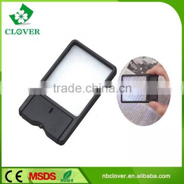 Card shape plastic reading magnifier with led light for elderly