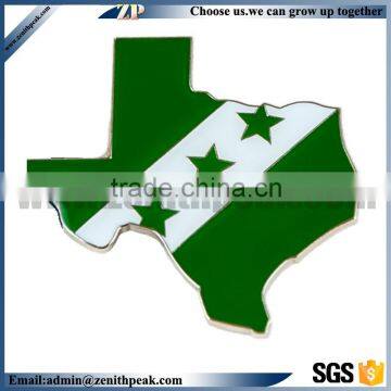 Silver soft enamel Flag map badge