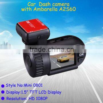 Mini 0801 Ambarella A2S60 Sheme 1.5 inch TFT LCD display with Full HD 1920X1080P car dvr recorder