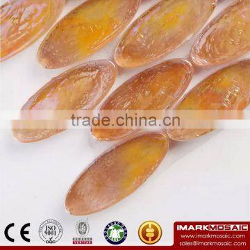IMARK Ellipse Shape Iridescent Recycle Glass Mosaic For Pool Wall Decoration