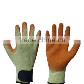 10G STRING KNIT LATEX COATED GLOVES WITH VELCRO CUFF