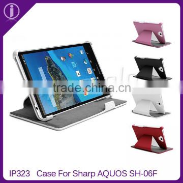 Heat setting leather tablet pc case for Sharp AQUOS PAD SH-06F