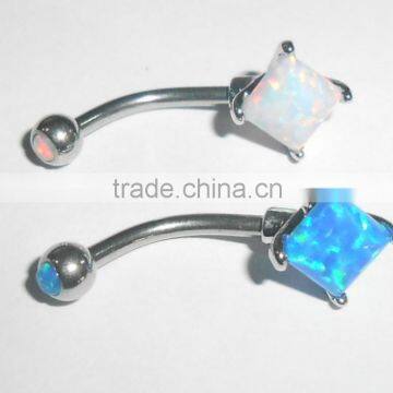 Double Opal Navel Ring, Nipple Ring, Body Piercing Jewelry