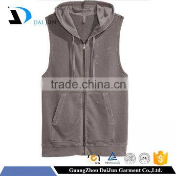 cheap custom oversized 100% cotton with drawstring and hood plain men sleeveless hoodie gym