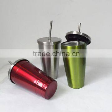 450ml double wall stainless steel straw mug