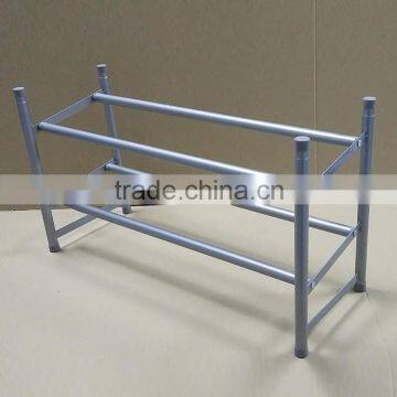 Powder Coating Grey Color 2 Tier 12 Pairs Shoe Rack With Grey Plastic Parts photo-4