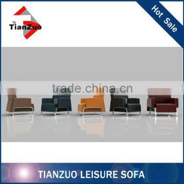 Elegant Design Chrome Frame Genuine Leather Leisure Sofa