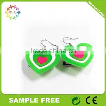 Heart Shaped Customized Soft PVC Party Decoratiin LED Earring