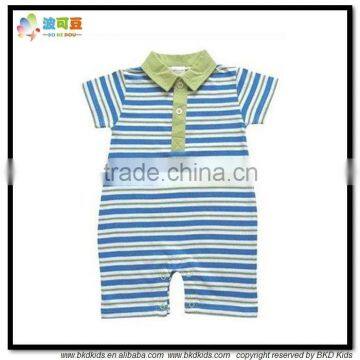 BKD high quality Yarn- dyed striped baby boys clothing polo boys romper