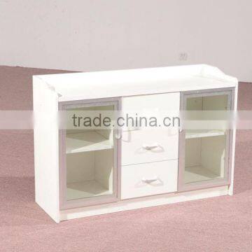 HC-M043 bright wooden low office tea cabinet with many drawers