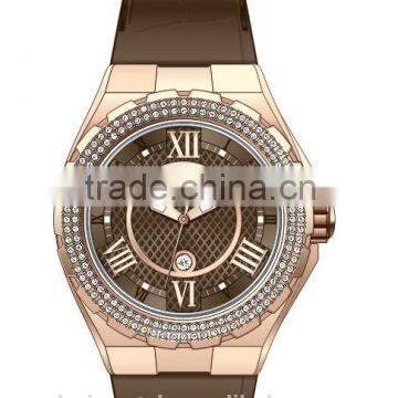 New trend on the market high quality stainless steel case genuine leather watches