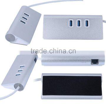 Aluminum Alloy usb 3.0 with RJ45 interface type 3 port usb hub 3.0 with RJ45 ethernet lan adapter