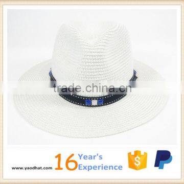 new cheap fashion wholesale striped white paper panam customized unisex straw hat