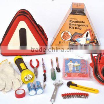 car emergency kit with booster cable,Safety tool in triangle bag