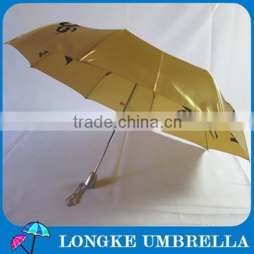 22"*8K gold satin 3 folding auto open and close advertising umbrella