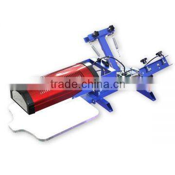 2 color one station manual screen printing machine with IR flash dryer