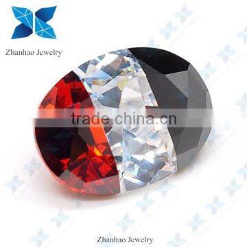 Red+White+Black Multicolor Loose Oval cut Cubic Zirconia