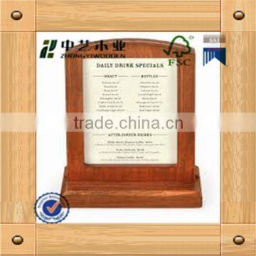 china factory FSC&BSCI custom wooden menu file holder for restaurant