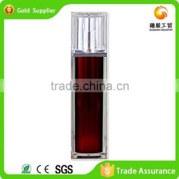 High quality square plastic spray bottle airless cosmetic assembled acrylic lotion bottle