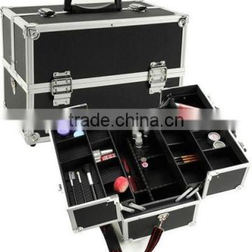 Black Aluminum Makeup Train Case w/ Dividers(XY-142)