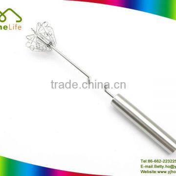 Semi-automatic stainless steel wire and handle rotating whisk rotary egg beater