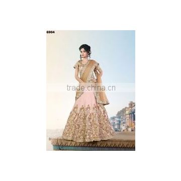 Miraculous Peach Raw Silk Lehenga Choli/online wedding lehenga choli shopping