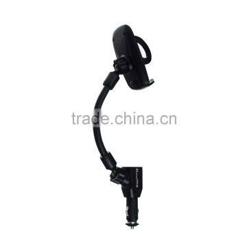 One Hand Operation Flexible Gooseneck Dual USB Ports Car Mobile Charger Stand for Mobile Phone photo-3