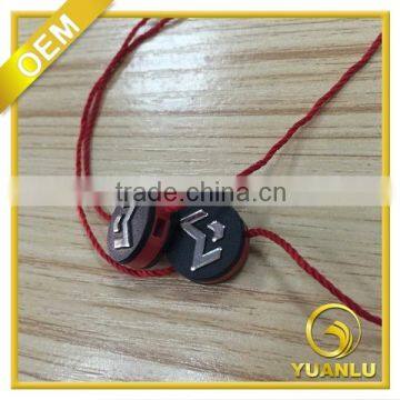 silver hot stamping 3d logo seal tag red plastic hang tag string/hang paper tag