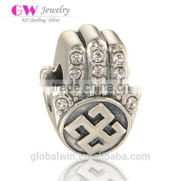 X376 Globalwin 925 Sterling Silver European Crown Charms Paved with Crystal Pendant