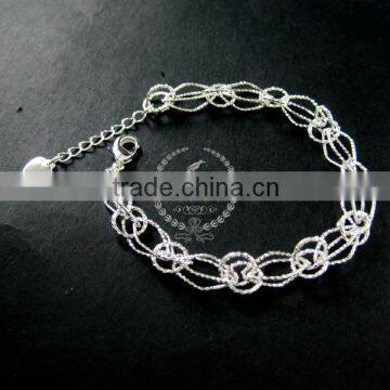 19cm silver plated brass faceted rhombic link fashion DIY bracelet supplies 1900071