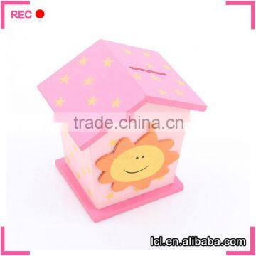 Wooden Money Box House Shaped, Wood Material Money Storage Box photo-5
