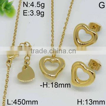 Powell wholesale heart shape gold cheap necklace and earring sets