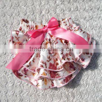 Hot Sale! Multi-color Satin Ruffle Bloomer Design for 0-4 Years Toddler Diaper Cover Girls Shorts photo-3