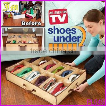 As Seen On TV 2014 Wholesale 12 Shoe Organizer Storage Box With Transparent Cover Good Quality Hot Selling 76x61x15cm