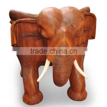 Southeast Asia Style Elephant Shape Wood Chair, Exquisite Handcarving Living Elephant Single Seater Chair (BF01-X1163) photo-3